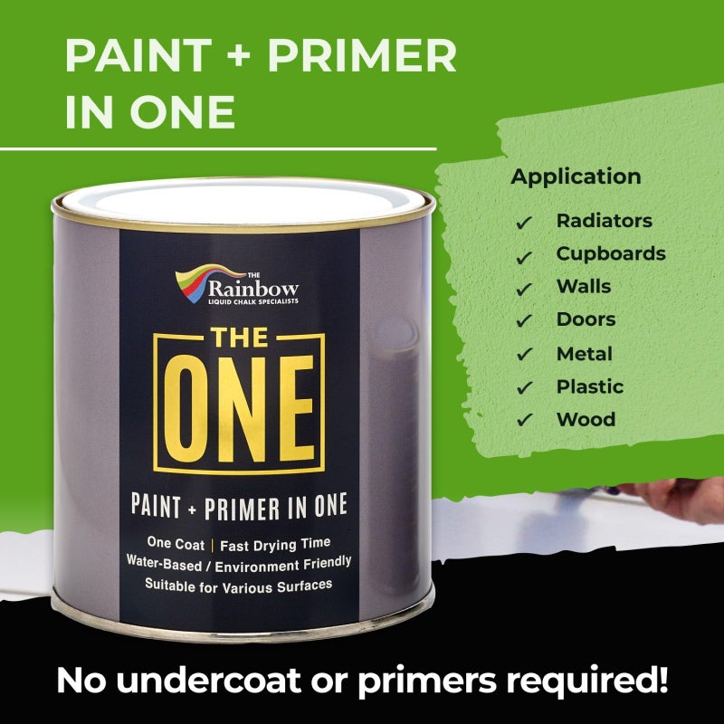 THE ONE All-In-One Paint & Primer - Black Gloss, 33.8 Fl Oz/1 Liter | 1 Coat Formula | Easy Indoor & Outdoor Decorating for Home & Garden Walls, Floors & Furniture | Water-Based & Low VOC - Image 2